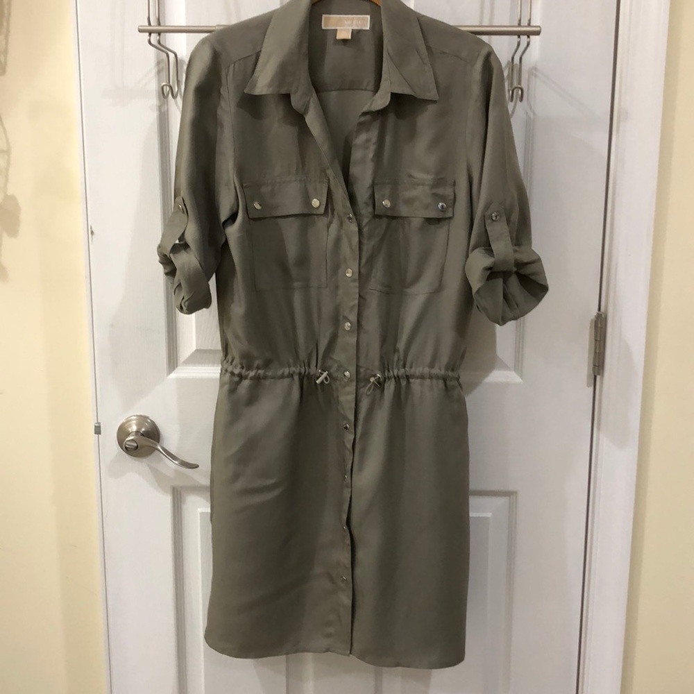Michael Kors Olive Cargo Style Shirt Dress
